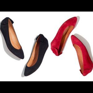 Madewell Bow Back Mini Wedge, Black Suede, 8.5